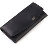 Чорний класичний жіночий гаманець із гладкої шкіри з клапаном на кнопці CANPELLINI (2421724) - 1