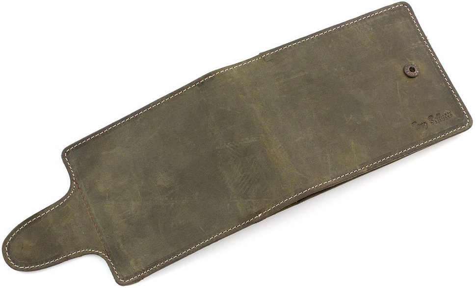 Кожаное портмоне темно-зеленого цвета с декоративной белой строчкой Tony Bellucci (10675)