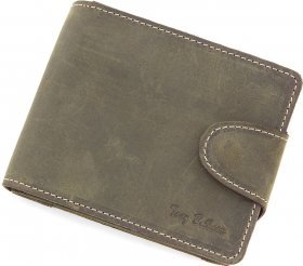 Кожаное портмоне темно-зеленого цвета с декоративной белой строчкой Tony Bellucci (10675)