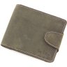 Кожаное портмоне темно-зеленого цвета с декоративной белой строчкой Tony Bellucci (10675) - 1