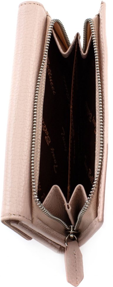 Жіночий гаманець пудровий кольору зі шкіри високої якості Tony Bellucci (10594)