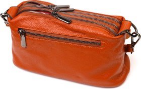 Рыжая наплечная женская сумка на три отделения из натуральной кожи Vintage (2422138)