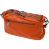 Рыжая наплечная женская сумка на три отделения из натуральной кожи Vintage (2422138)  - 2
