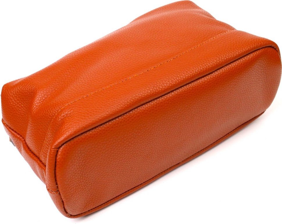Рыжая наплечная женская сумка на три отделения из натуральной кожи Vintage (2422138) 