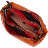 Рыжая наплечная женская сумка на три отделения из натуральной кожи Vintage (2422138)  - 5