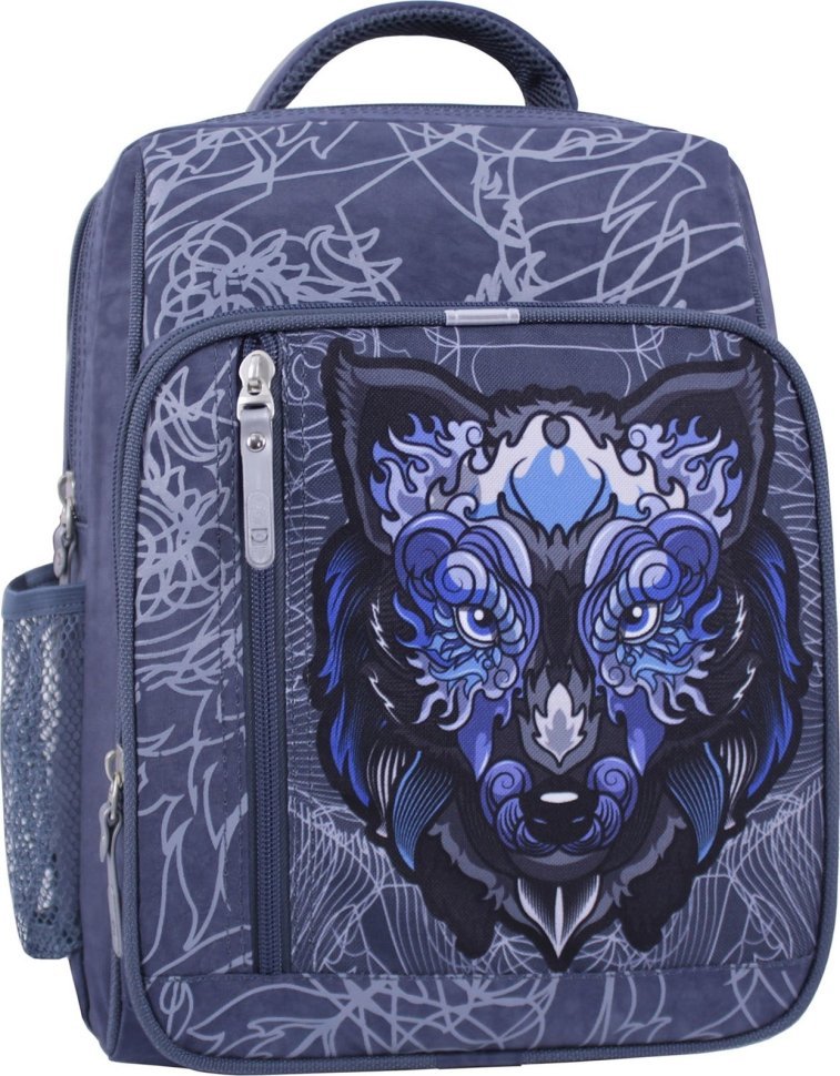 Серый текстильный рюкзак для школы с принтом на два отдела Bagland Школяр 53788