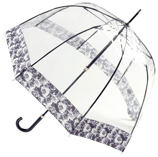 Зонт-трость женский Fulton Birdcage-2 Luxe L866 Photo Rose (механика, прозрачный с принтом роз) 93888 modnotak фото №1