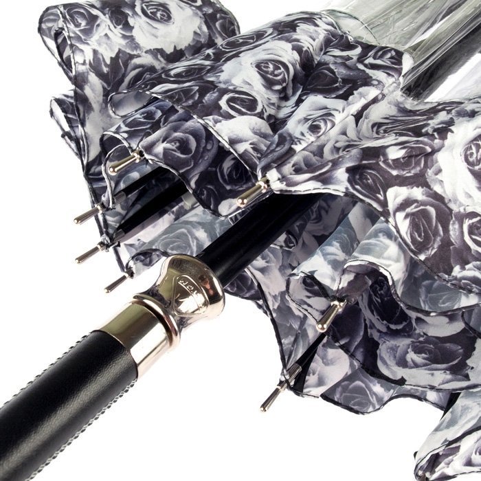 Зонт-трость женский Fulton Birdcage-2 Luxe L866 Photo Rose (механика, прозрачный с принтом роз) 93888 modnotak фото №5