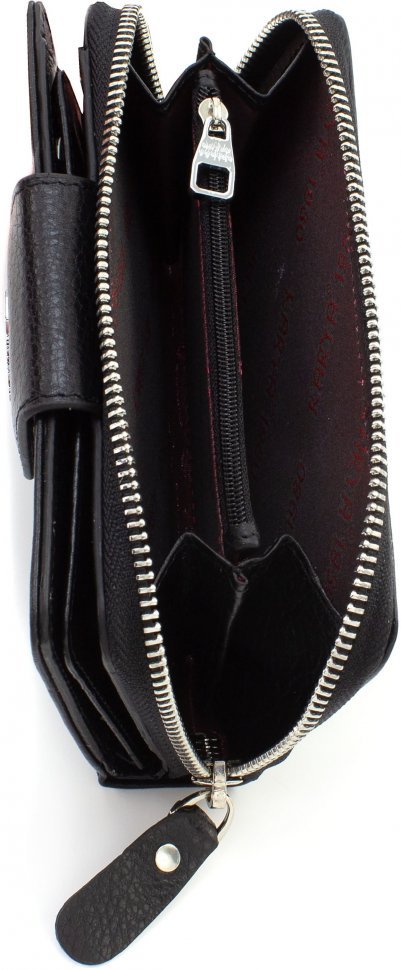 Черный женский кошелек классического стиля из фактурной кожи на два отделения KARYA (19977)