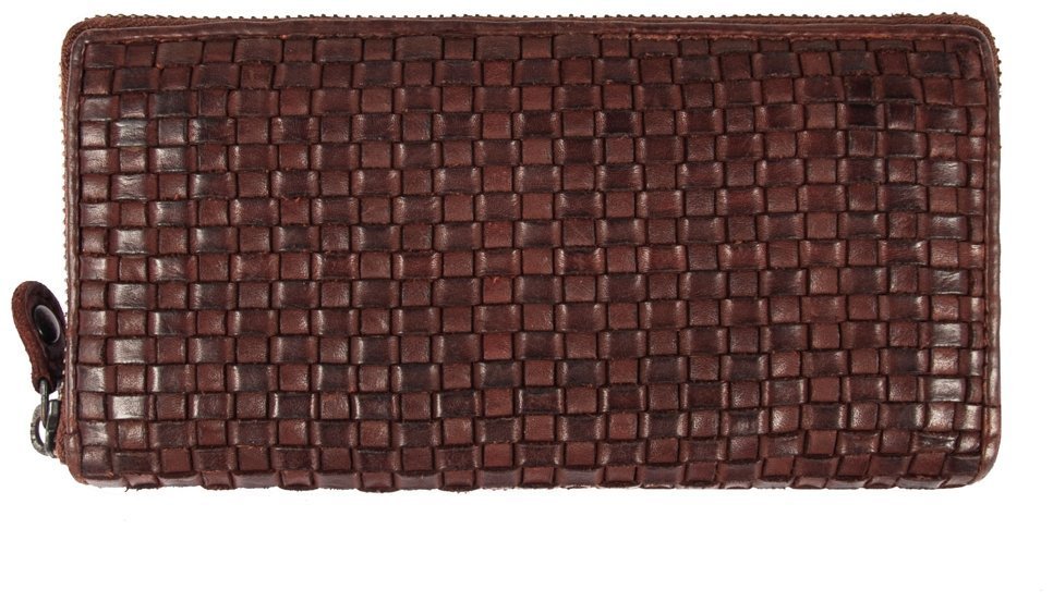 Жіночий гаманець середнього розміру з натуральної шкіри з плетінням Ashwood D81 94088 (коричневого кольору) modnotak фото №1