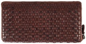 Женский кошелек среднего размера из натуральной кожи с плетением Ashwood D81 94088 (коричневого цвета)