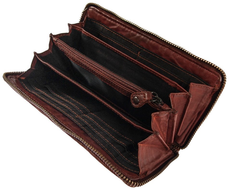 Жіночий гаманець середнього розміру з натуральної шкіри з плетінням Ashwood D81 94088 (коричневого кольору) modnotak фото №3