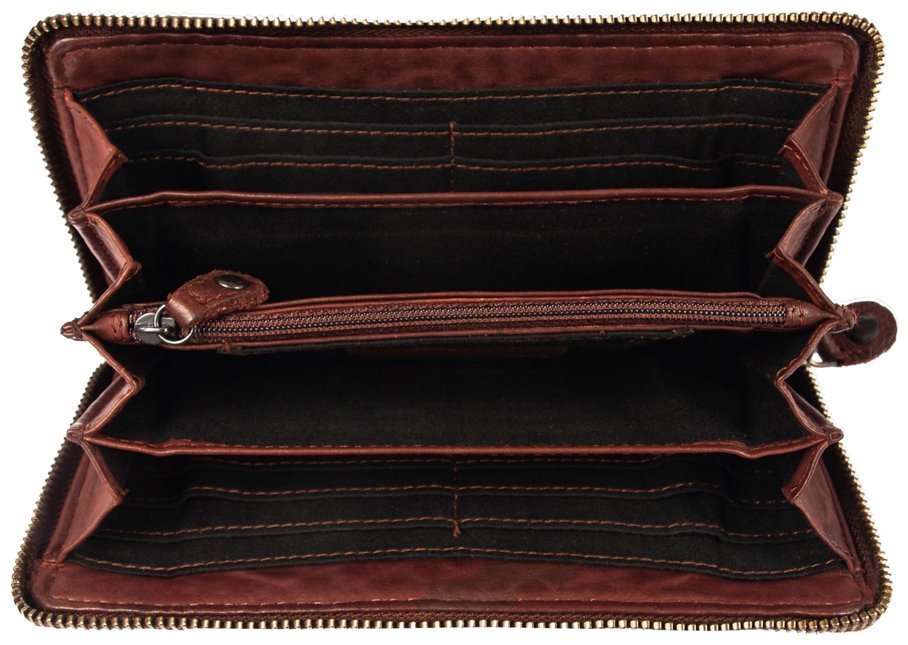 Жіночий гаманець середнього розміру з натуральної шкіри з плетінням Ashwood D81 94088 (коричневого кольору) modnotak фото №5