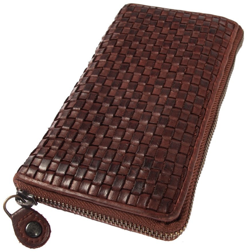 Жіночий гаманець середнього розміру з натуральної шкіри з плетінням Ashwood D81 94088 (коричневого кольору) modnotak фото №7