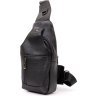Черная мужская сумка-слинг через плечо из фактурной кожи Vintage (20403)  - 1