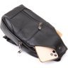 Черная мужская сумка-слинг через плечо из фактурной кожи Vintage (20403)  - 4