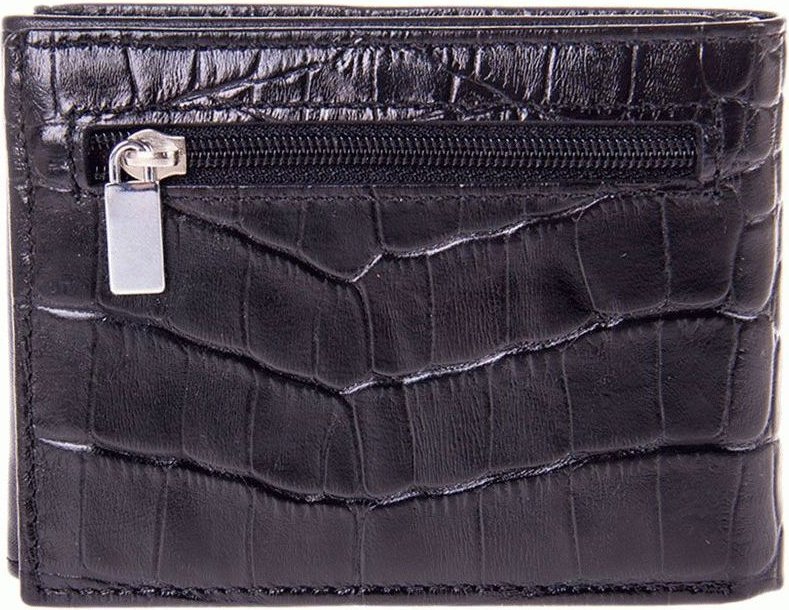 Стильне чорне чоловіче портмоне з натуральної шкіри із затискачем для купюр KARYA (2417127)