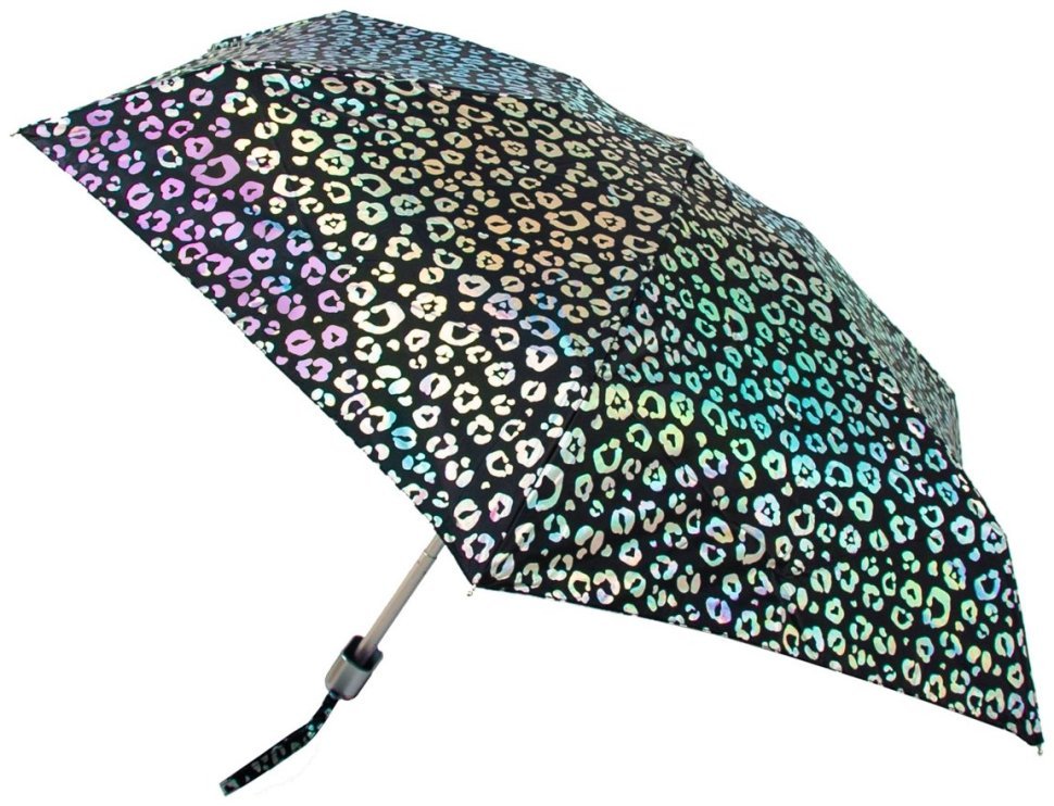 Мини-зонт женский Fulton L501-041116 Tiny-2 Iridescent Leopard (Черный с принтом радужного леопарда, механика) 94288 modnotak фото №1