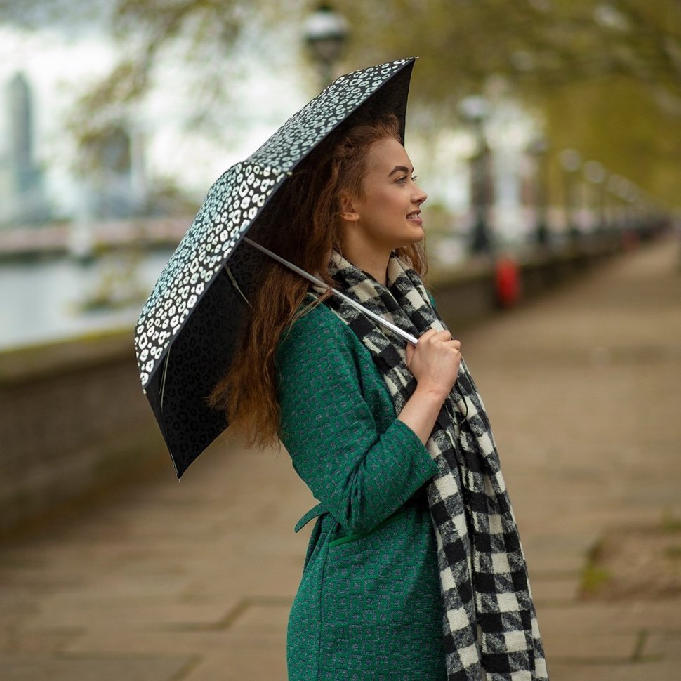 Мини-зонт женский Fulton L501-041116 Tiny-2 Iridescent Leopard (Черный с принтом радужного леопарда, механика) 94288 modnotak фото №2