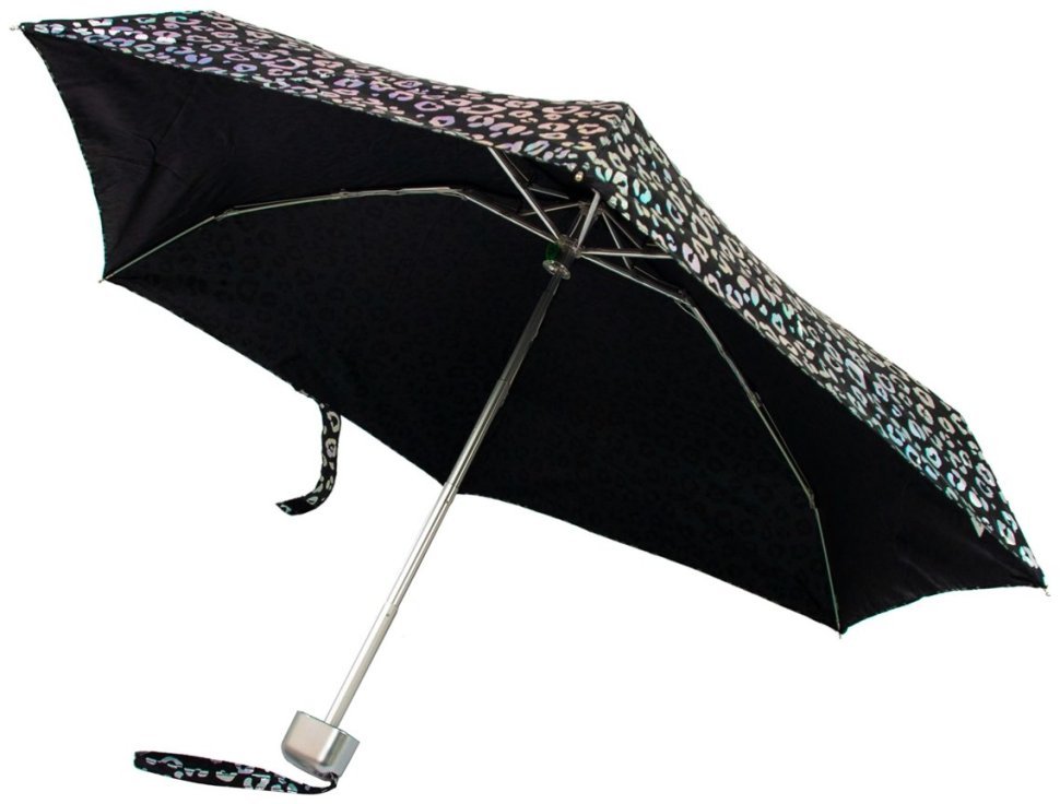 Мини-зонт женский Fulton L501-041116 Tiny-2 Iridescent Leopard (Черный с принтом радужного леопарда, механика) 94288 modnotak фото №6