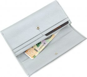 Шкіряний гаманець в ніжно-сірому кольорі з монетницьою Tony Bellucci (10827) - 2