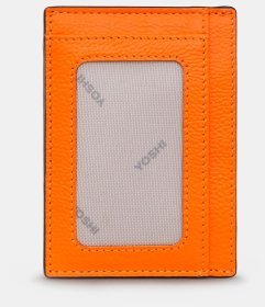 Жіночий кардхолдер з натуральної фактурної шкіри з RFID захистом Yoshi 94388 помаранчевого кольору