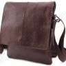 Шкіряна плоска сумка в коричневому кольорі з клапаном Leather Collection (11519) - 4