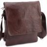 Шкіряна плоска сумка в коричневому кольорі з клапаном Leather Collection (11519) - 1