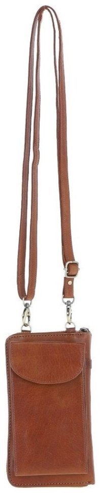Мини-сумка для смартфона из натуральной гладкой кожи Ashwood T80 коричневого цвета 94488 modnotak фото №1