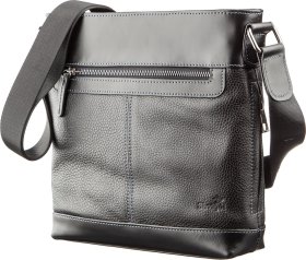 Багатофункціональна чоловіча сумка-планшет із натуральної шкіри чорного кольору SHVIGEL (11181)