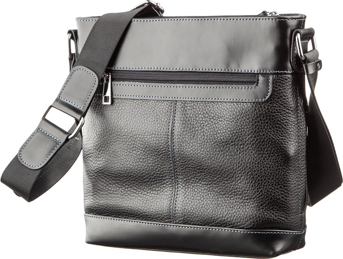 Многофункциональная мужская сумка-планшет из натуральной кожи черного цвета SHVIGEL (11181)