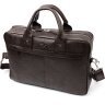 Чоловіча коричнева сумка-портфель із натуральної зносостійкої шкіри з ручками KARYA (2420874) - 2