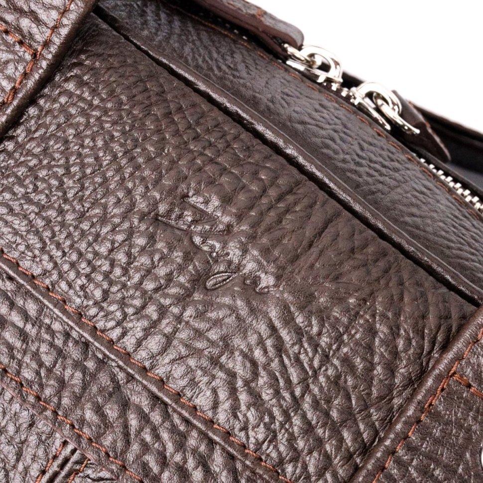 Чоловіча коричнева сумка-портфель із натуральної зносостійкої шкіри з ручками KARYA (2420874)