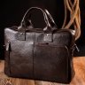Мужская коричневая сумка-портфель из натуральной износостойкой кожи с ручками KARYA (2420874) - 9