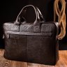 Мужская коричневая сумка-портфель из натуральной износостойкой кожи с ручками KARYA (2420874) - 10