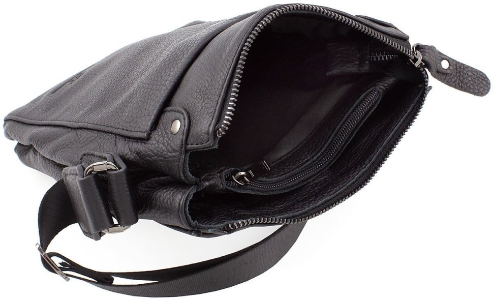 Чоловіча шкіряна сумка на плече в чорному кольорі Leather Collection (11115)