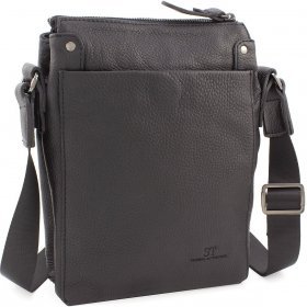 Чоловіча шкіряна сумка на плече в чорному кольорі Leather Collection (11115)