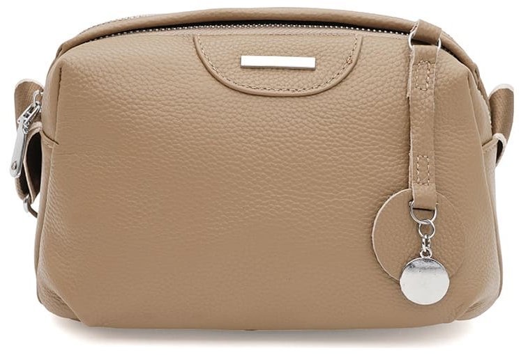 Женская сумка кросс-боди из натуральной кожи флотар Borsa Leather 94688 бежевого цвета modnotak фото №1