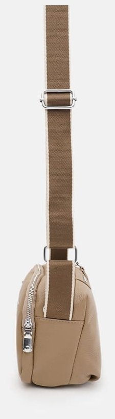 Женская сумка кросс-боди из натуральной кожи флотар Borsa Leather 94688 бежевого цвета modnotak фото №4