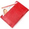 Компактний жіночий гаманець натуральної лакової шкіри червоного кольору KARYA (2421074) - 6