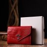 Компактний жіночий гаманець натуральної лакової шкіри червоного кольору KARYA (2421074) - 9