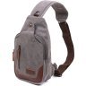 Зручна чоловіча сумка-рюкзак через плече із щільного текстилю у сірому кольорі Vintage (20388) - 1