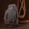 Зручна чоловіча сумка-рюкзак через плече із щільного текстилю у сірому кольорі Vintage (20388) - 7