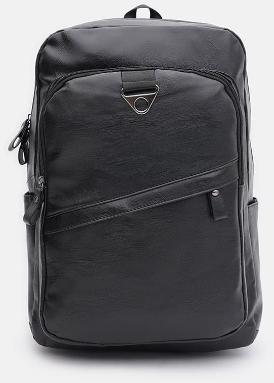 Черный мужской рюкзак из кожзама на молниевой застежке Monsen 64888