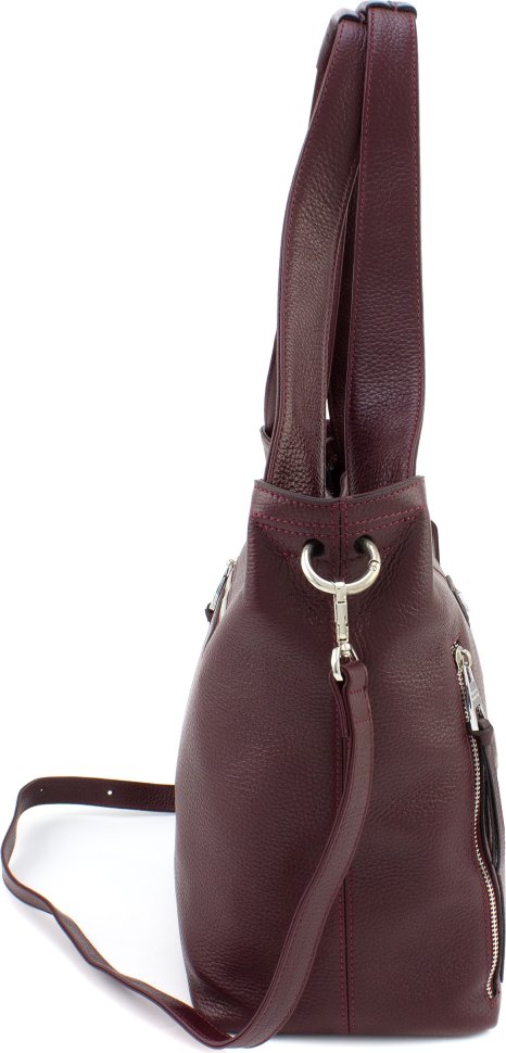 Кожаная женская сумка крупного размера из натуральной кожи марсалового цвета KARYA (21021)