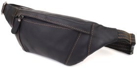 Якісна чоловіча сумка через плече з вінтажної шкіри чорного кольору Shvigel 95088