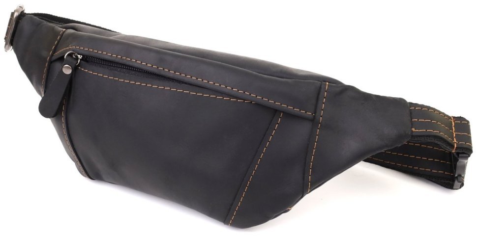 Качественная мужская сумка через плечо из винтажной кожи черного цвета Shvigel 95088 modnotak фото №1