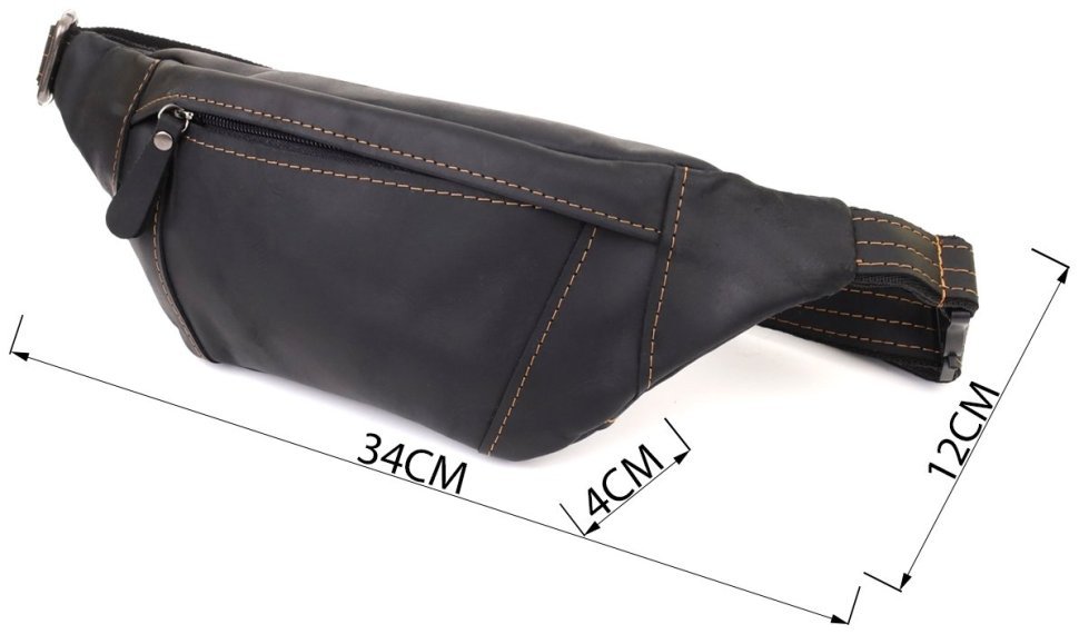 Качественная мужская сумка через плечо из винтажной кожи черного цвета Shvigel 95088 modnotak фото №3