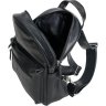 Черный универсальный городской рюкзак из натуральной кожи на молнии Vip Collection (21107) - 4