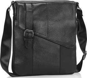 Молодежная мужская сумка-планшет из натуральной кожи черного цвета Bexhill (21233)